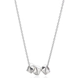 925 Silver Polyhedron Square Pendant Necklace Clavicle Chain