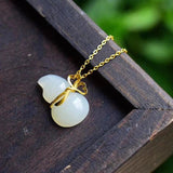 Hetian Chalcedony Gourd Pendant Necklace Fresh Fairy Charm