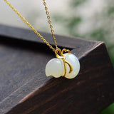 Hetian Chalcedony Gourd Pendant Necklace Fresh Fairy Charm