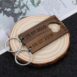 Custom Wooden Couple Keychain Special Date Letter Engraved Keyring