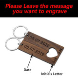 Custom Wooden Couple Keychain Special Date Letter Engraved Keyring