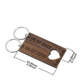 Custom Wooden Couple Keychain Special Date Letter Engraved Keyring