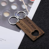 Custom Wooden Couple Keychain Special Date Letter Engraved Keyring