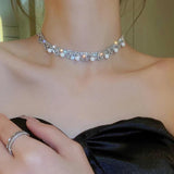 Sparkling Rhinestone Pearl Round Necklace for Women