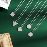925 Silver Geometric Pendant Women Necklace