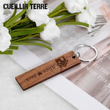 Personalized Wooden Engraved Date Keychains Keyring Housewarming Gift