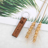 Personalized Wooden Engraved Date Keychains Keyring Housewarming Gift