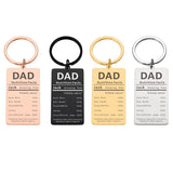 Dad Papa Birthday Name Keyring Fathers Keyrings Men Father Gift Car Key