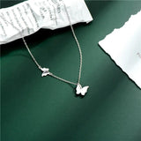 925 Silver Chain Butterfly Pendant Necklace Fine Jewelry Women Wedding Party