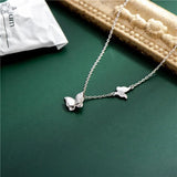 925 Silver Chain Butterfly Pendant Necklace Fine Jewelry Women Wedding Party
