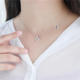 925 Silver Chain Butterfly Pendant Necklace Fine Jewelry Women Wedding Party