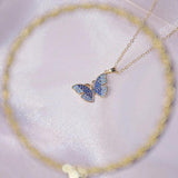 Irregular Pearl Opal Necklace 14K Butterfly Clavicle Chain Choker