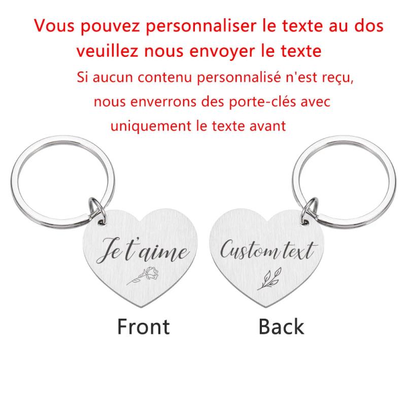 Personalized je t'aime Engraved French Text Keychain