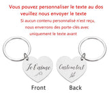 Personalized je t'aime Engraved French Text Keychain