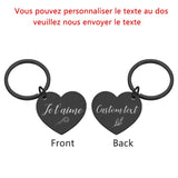 Personalized je t'aime Engraved French Text Keychain