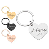 Personalized je t'aime Engraved French Text Keychain