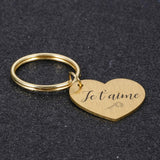 Personalized je t'aime Engraved French Text Keychain
