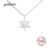 925 Silver Hexagonal Star Snowflake Zircon Necklaces Women Silver Chain Pendants