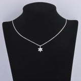 925 Silver Hexagonal Star Snowflake Zircon Necklaces Women Silver Chain Pendants