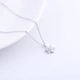 925 Silver Hexagonal Star Snowflake Zircon Necklaces Women Silver Chain Pendants