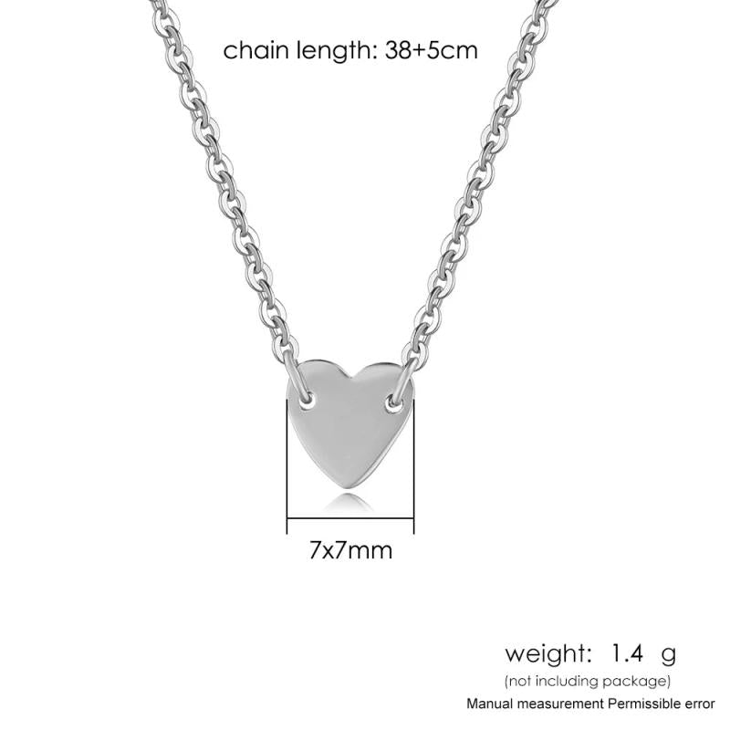 925 Silver Heart Pendant Necklace for Women Minimalist Choker Chain Jewelry