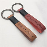 Personalized Couple Key Chain Leather Key Fob for Women Men