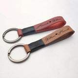 Personalized Couple Key Chain Leather Key Fob for Women Men