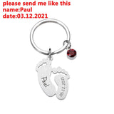 Newborn Baby State Keychain Personalized Gift with Birthstone