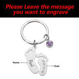 Newborn Baby State Keychain Personalized Gift with Birthstone