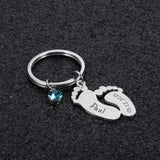 Newborn Baby State Keychain Personalized Gift with Birthstone
