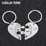 Cat Couple Jigsaw Keychains Personalized Love Gift