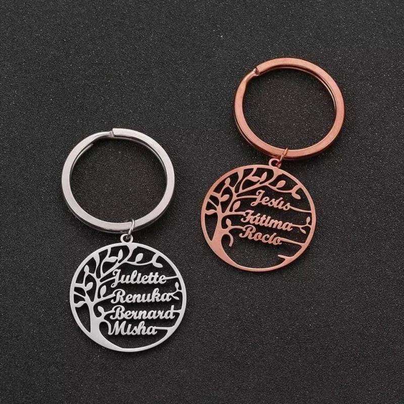 Tree of Life Keychain Personalized with 1-6 Names Family Member Key ring