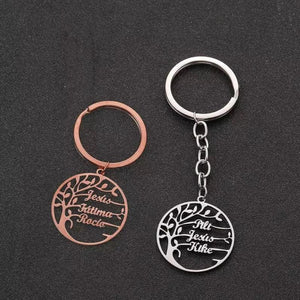 Tree of Life Keychain Personalized with 1-6 Names Family Member Key ring