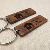 Personalized Wooden Keychain Our First Home Housewarming Couple Key