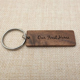 Personalized Wooden Keychain Our First Home Housewarming Couple Key