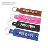 Personalized Rhinestone Letter Key Chain with Adjustable PU Leather