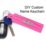 Personalized Rhinestone Letter Key Chain with Adjustable PU Leather