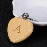 Engraved Wood Keychain Single Letter Keyring Gift Jewelry Key Chain