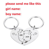 Custom Heart Keychain Set with Couples Names