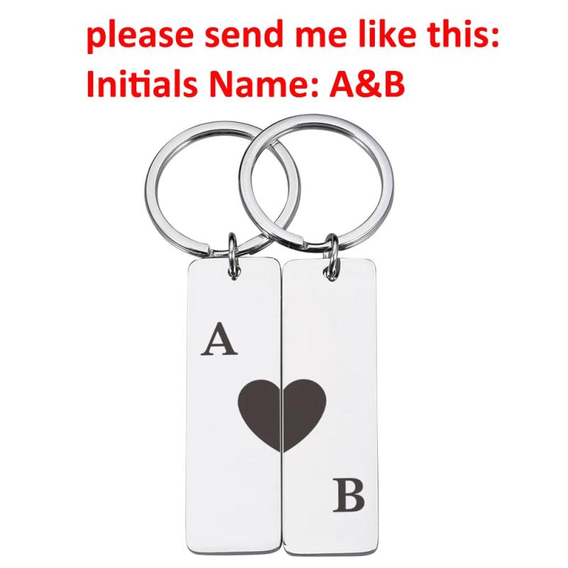 Personalized Heart Keychain Initials Name for Couples Wedding