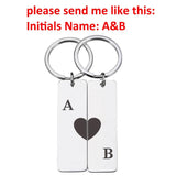 Personalized Heart Keychain Initials Name for Couples Wedding
