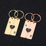 Personalized Heart Keychain Initials Name for Couples Wedding