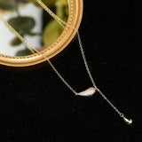Feminia Feather Tassel Necklace 14K Stainless Colar Kolye