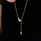 Feminia Feather Tassel Necklace 14K Stainless Colar Kolye