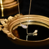 Feminia Feather Tassel Necklace 14K Stainless Colar Kolye