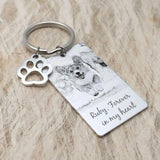 Pet Portrait Photo Keychain Personalized - Dog Cat Memorial Picture Keyring