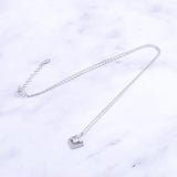 925 Silver Zircon Square Necklace Women Geometric Chain Pendant