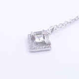 925 Silver Zircon Square Necklace Women Geometric Chain Pendant