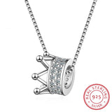925 Silver Zircon Crown Necklace Queen Wind Chain S-n311
