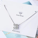 925 Silver Zircon Crown Necklace Queen Wind Chain S-n311